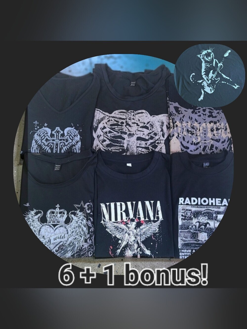 Bundle Of 6 Black Graphic Tees! Short Sleeve Size XS Gothic Alt Oversized